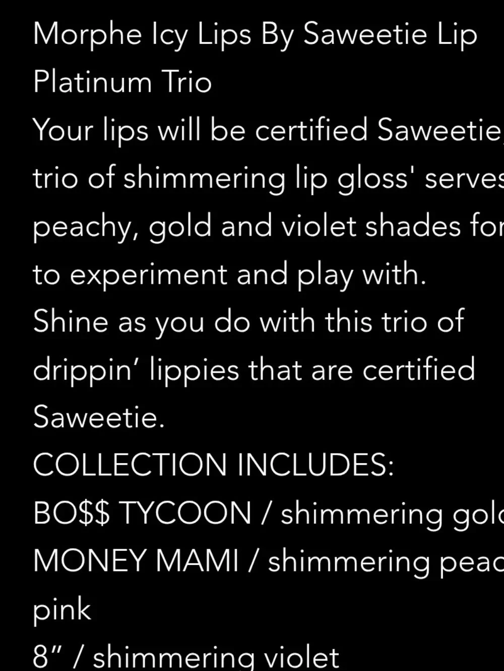 Morphe By Saweetie Icy Lips Platinum Trio